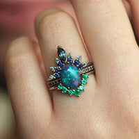 Sapphire and Opal 3-Piece Ring Set - Isabella-51mm-State of Style