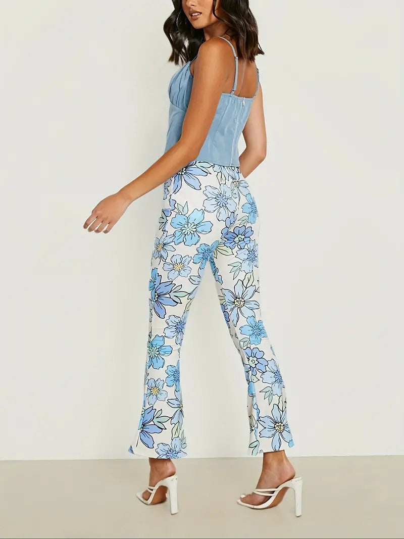 Sasa’s High-Waisted Floral Print Trousers – Elegant & Breathable-M-State of Style
