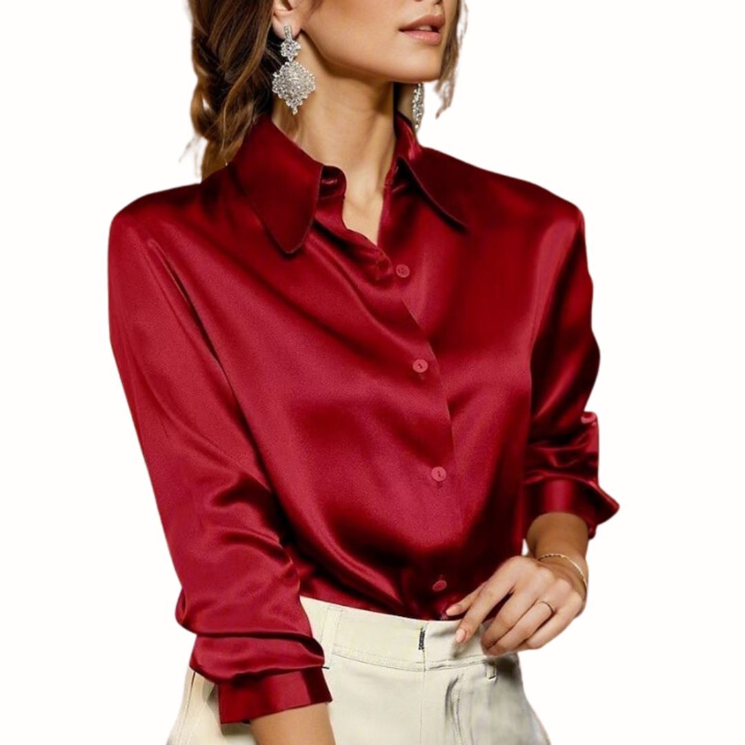 Satin Blouse for Women - Elara-Red-S-State of Style