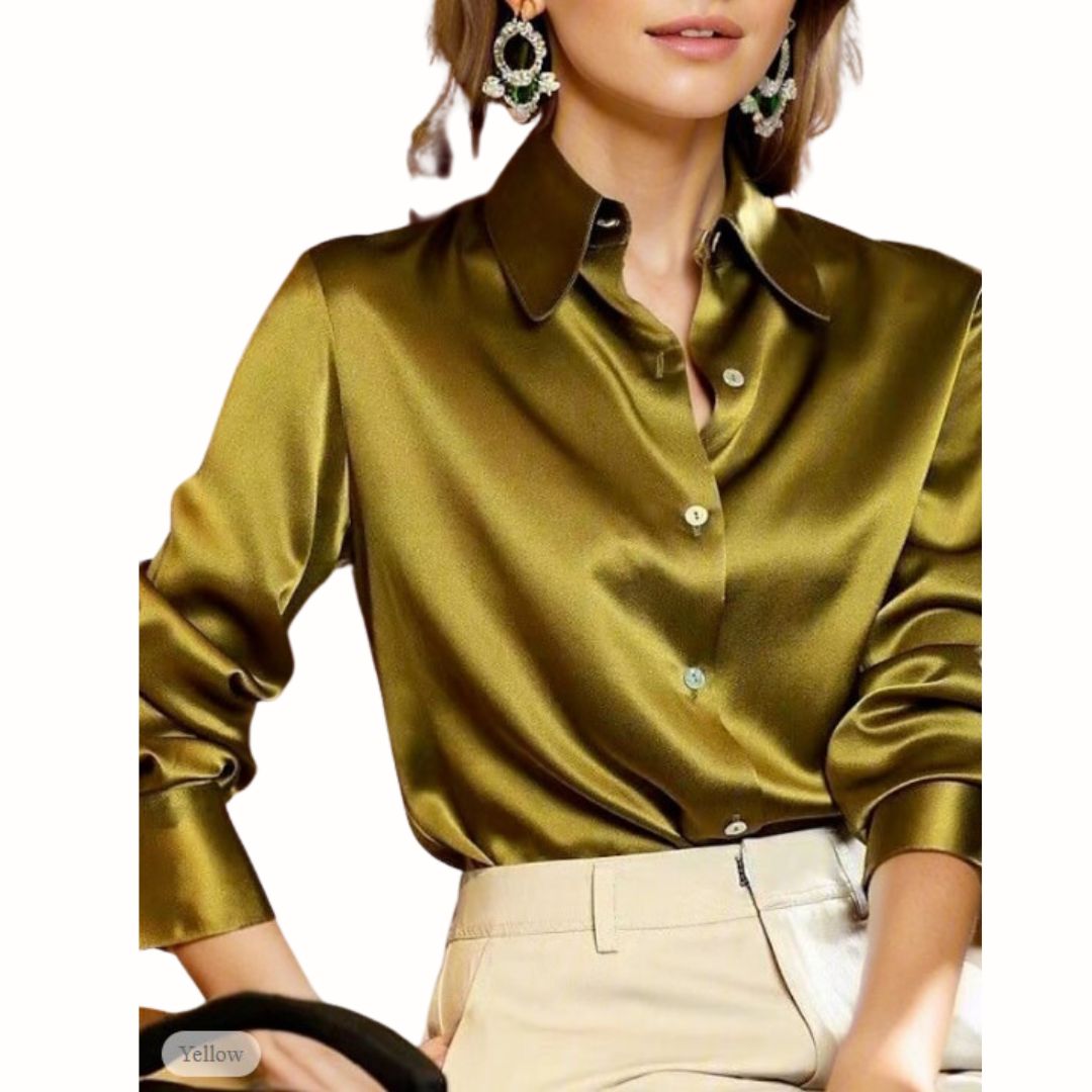 Satin Blouse for Women - Elara-Yellow-S-State of Style