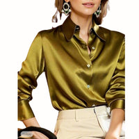 Satin Blouse for Women - Elara-Yellow-S-State of Style