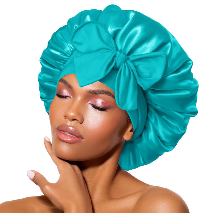 Satin Bonnet – Sleep Cap for Women-Aqua blue-State of Style