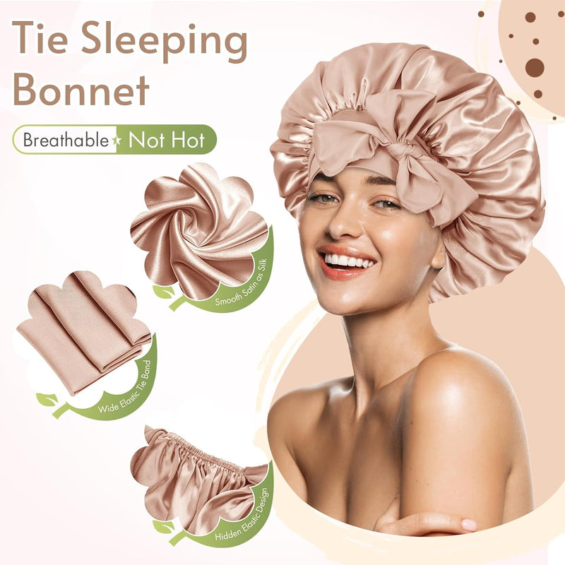 Satin Bonnet – Sleep Cap for Women-Champagne-State of Style
