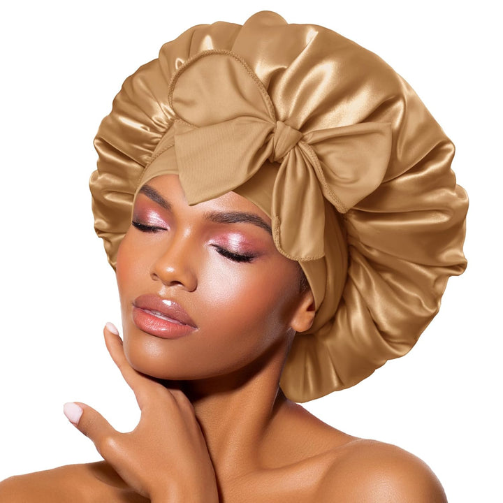 Satin Bonnet – Sleep Cap for Women-Gold-State of Style