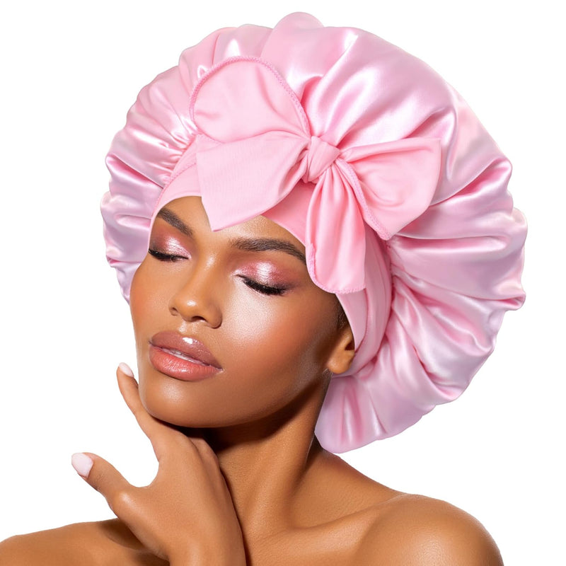 Satin Bonnet – Sleep Cap for Women-Pink-State of Style