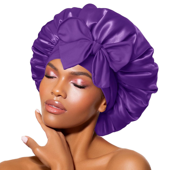 Satin Bonnet – Sleep Cap for Women-Purple-State of Style