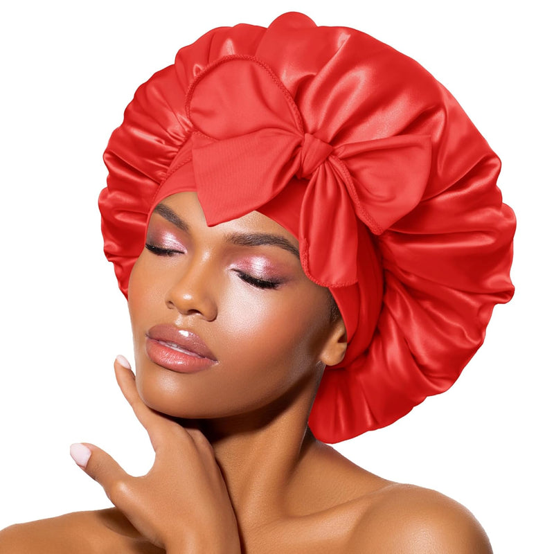 Satin Bonnet – Sleep Cap for Women-Red-State of Style