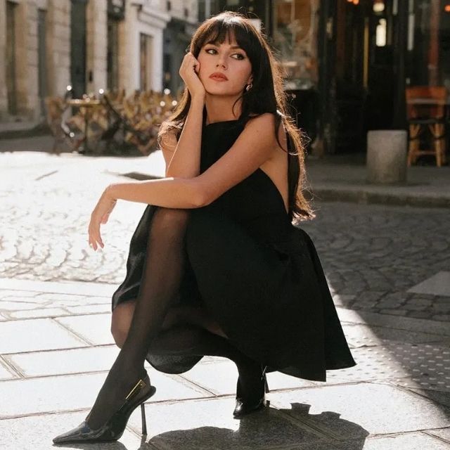 Satin Cocktail Dress with Flared Cut - Valeria-Black-XS-State of Style