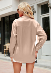 Satin-finish elegant women's blouse – Mireille-Champagne-S-State of Style