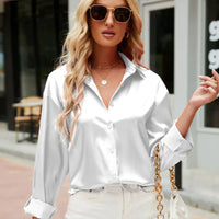 Satin-finish elegant women's blouse – Mireille-White-S-State of Style