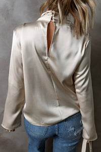 Satin Ladies Blouse with Cross Front - Livia-S-State of Style