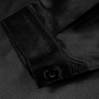 Satin women's shirt with deep V-neck & long sleeves – Daria-Black-S-State of Style