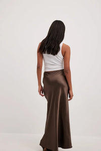 Satinette ladies' skirt with high waist – Elena-S-Black-State of Style