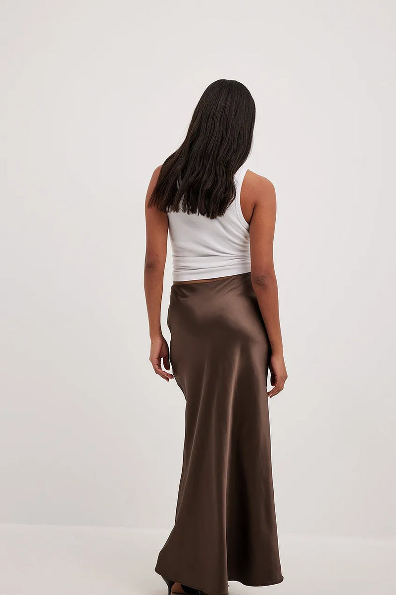 Satinette ladies' skirt with high waist – Elena-S-Black-State of Style