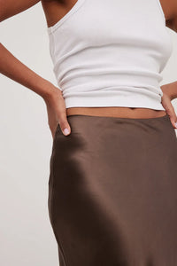 Satinette ladies' skirt with high waist – Elena-S-Black-State of Style