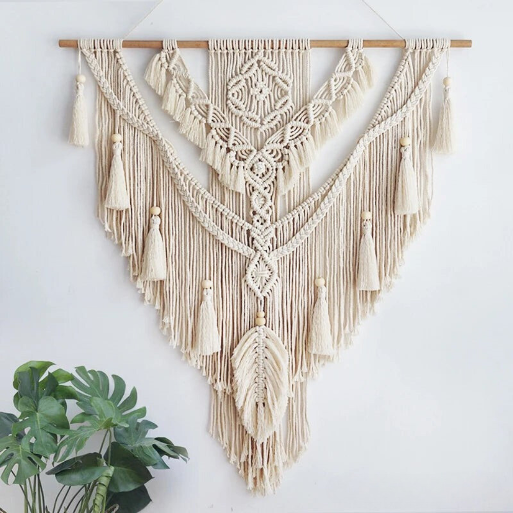 Scandinavian Boho Macramé Wall Hanging - Liora-Beige-State of Style