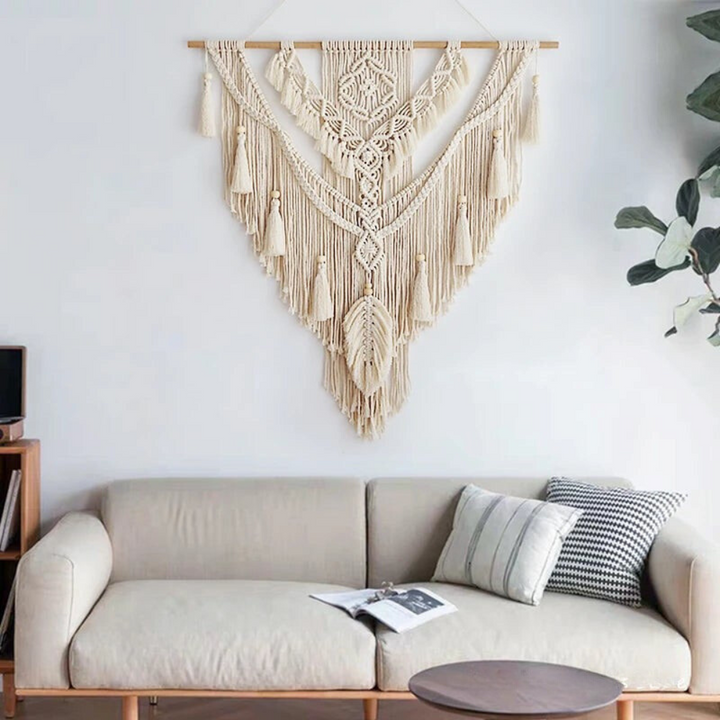 Scandinavian Boho Macramé Wall Hanging - Liora-Beige-State of Style