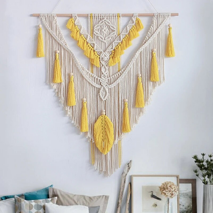 Scandinavian Boho Macramé Wall Hanging - Liora-Yellow-State of Style