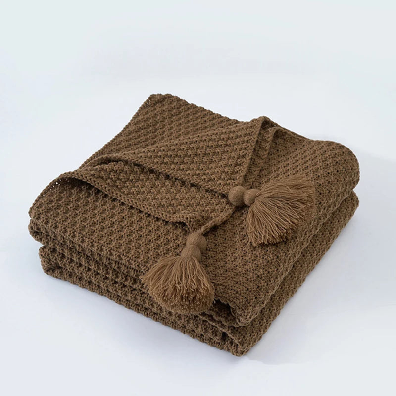 Scandinavian Knitted Wool Blanket - Aurora-110x150cm-Brown-State of Style
