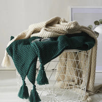 Scandinavian Knitted Wool Blanket - Aurora-110x150cm-Dark Green-State of Style