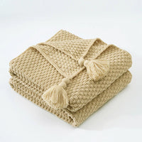Scandinavian Knitted Wool Blanket - Aurora-110x150cm-Khaki-State of Style