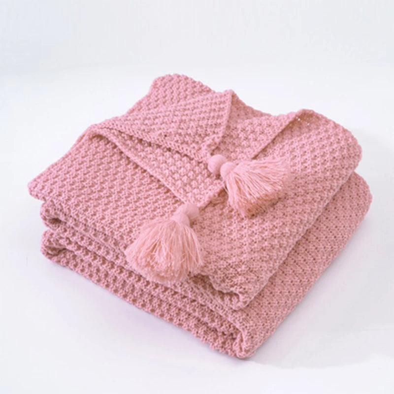 Scandinavian Knitted Wool Blanket - Aurora-110x150cm-Pink-State of Style