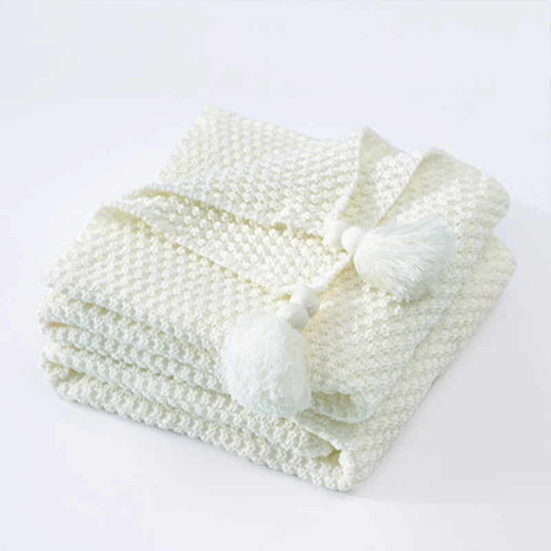 Scandinavian Knitted Wool Blanket - Aurora-110x150cm-White-State of Style