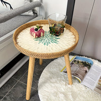 Scandinavian Rattan Side Table - Elin-Green-A-State of Style