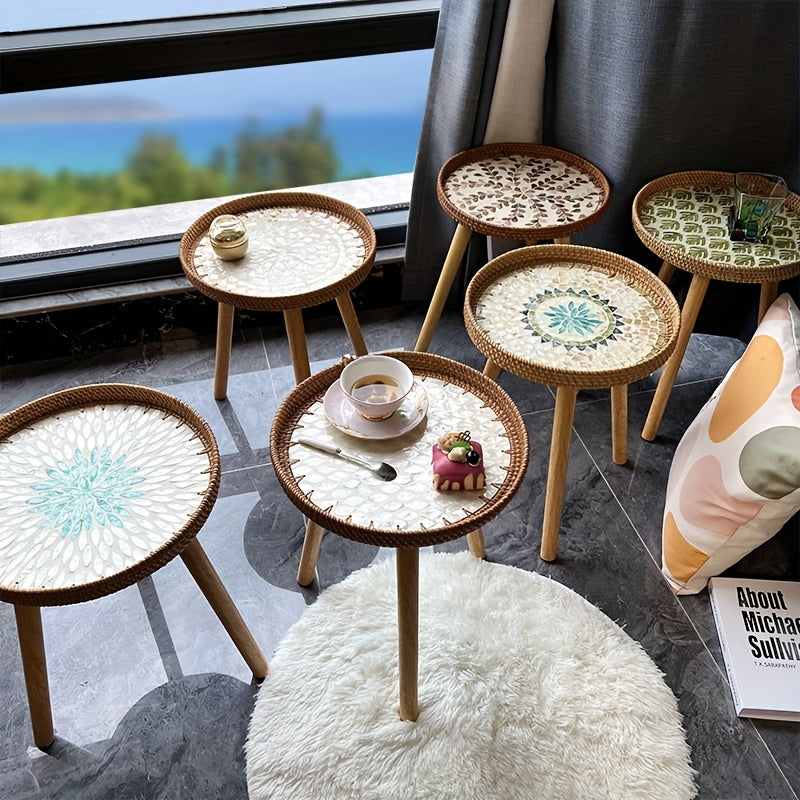 Scandinavian Rattan Side Table - Elin-Green-A-State of Style