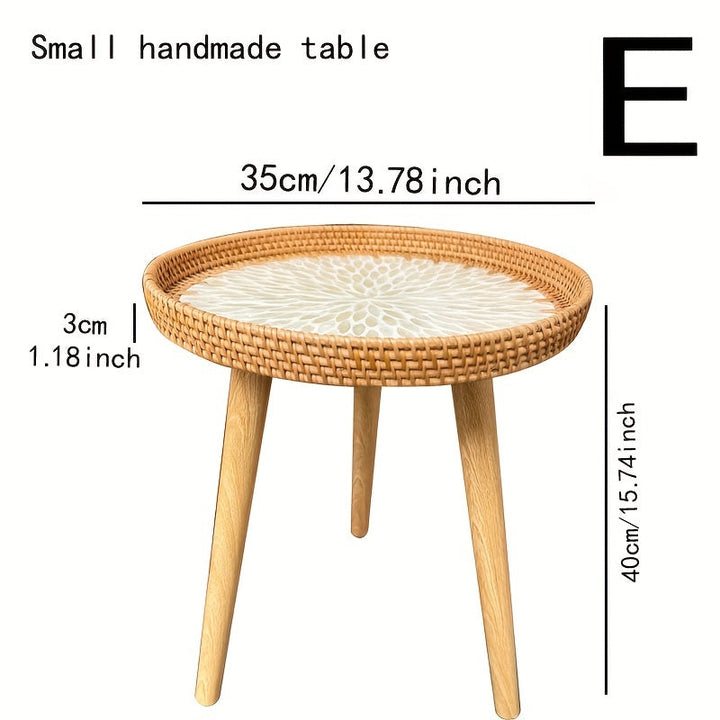 Scandinavian Rattan Side Table - Elin-White-E-State of Style