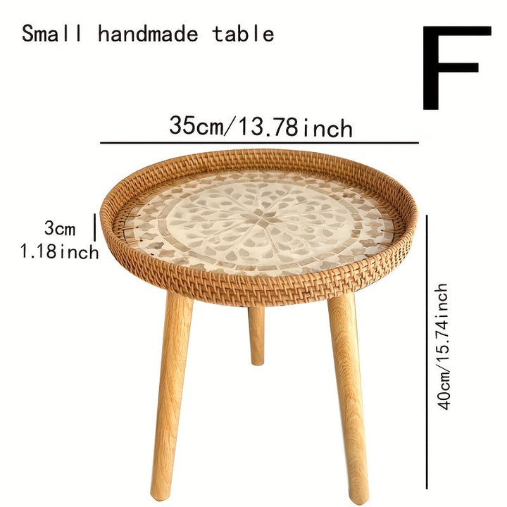 Scandinavian Rattan Side Table - Elin-White-F-State of Style