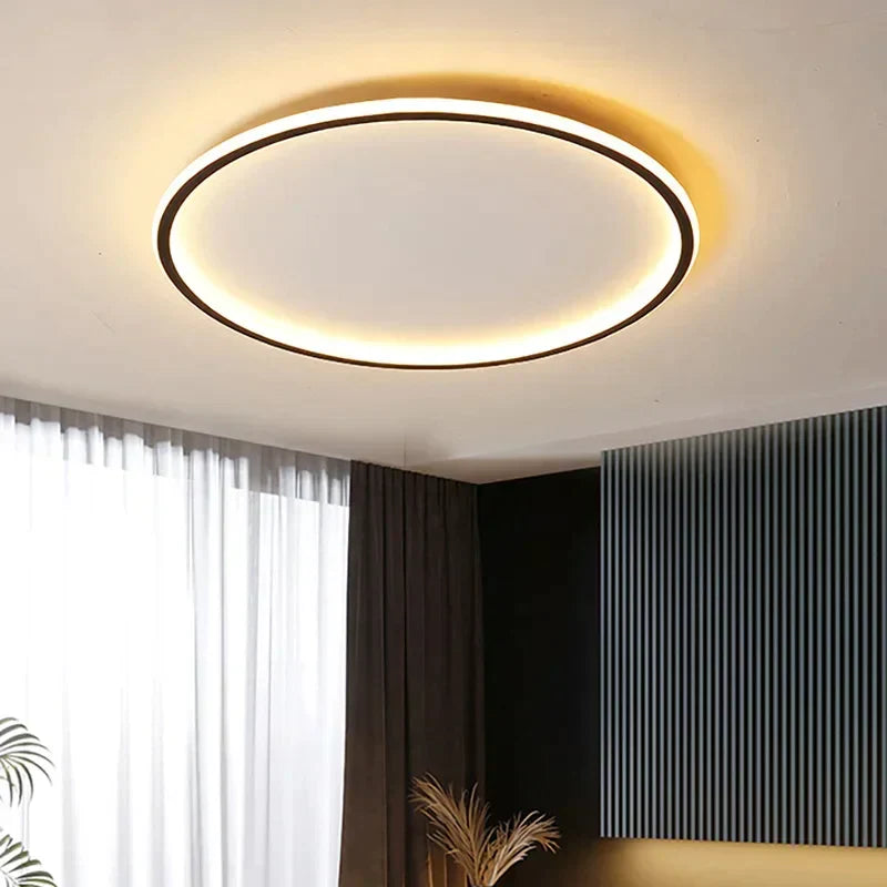 Scandinavian Round Ceiling Lamp - NordicGlow-20cm Black-Natural White (no remote)-State of Style