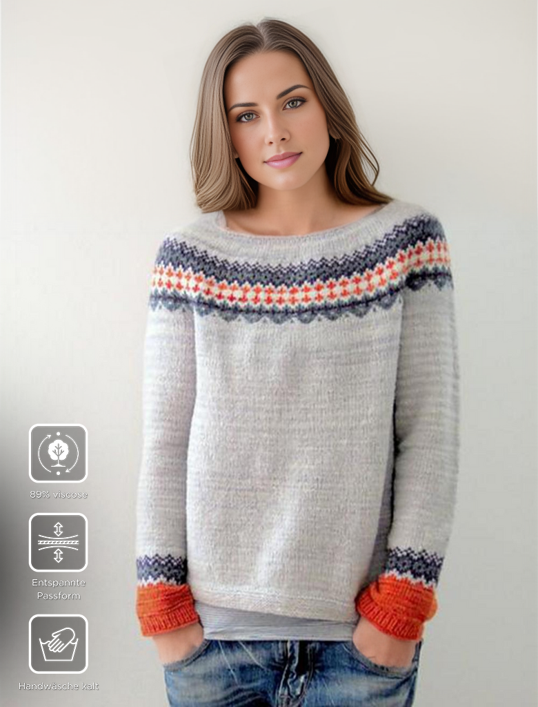 Scandinavian Trendy Jumper with Vibrant Pattern - NordicChic-S-State of Style