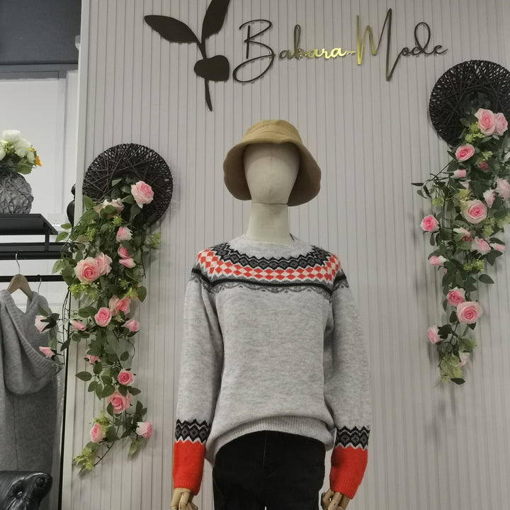 Scandinavian Trendy Sweater with Lively Pattern - NordicChic-S-State of Style
