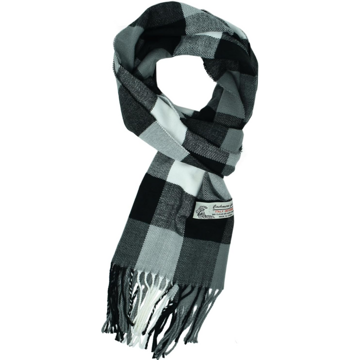 Scottish Stewart Tartan Winter Scarf – Ewan-Black/White Buffalo Plaid-State of Style