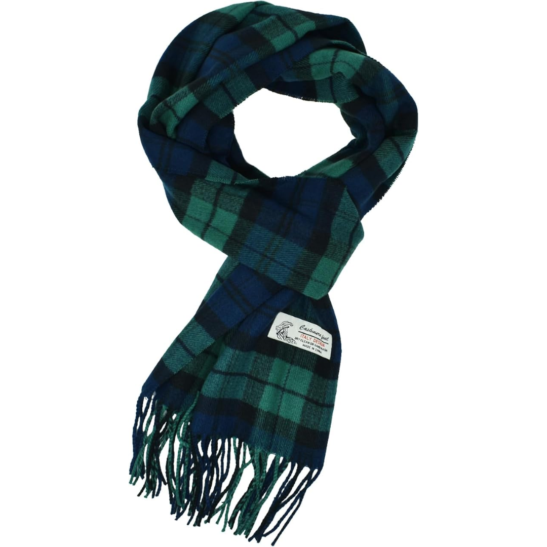 Scottish Stewart Tartan Winter Scarf – Ewan-Green/Blue Plaid-State of Style