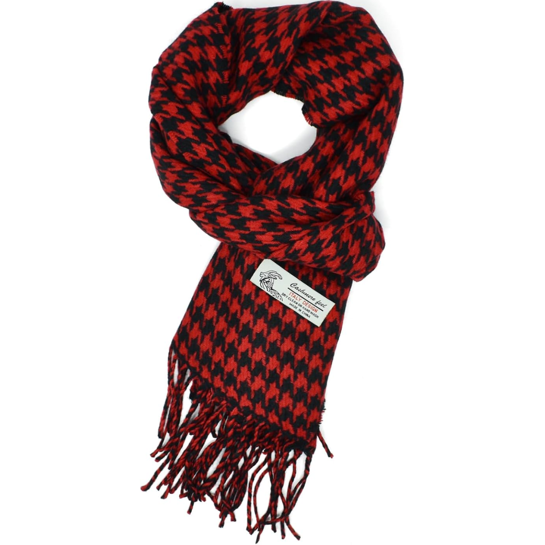 Scottish Stewart Tartan Winter Scarf – Ewan-Red Houndstooth Plaid-State of Style