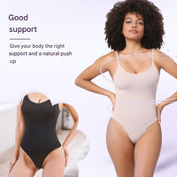 SculptEase Corrective Seamless Bodysuit String-Black-S-State of Style