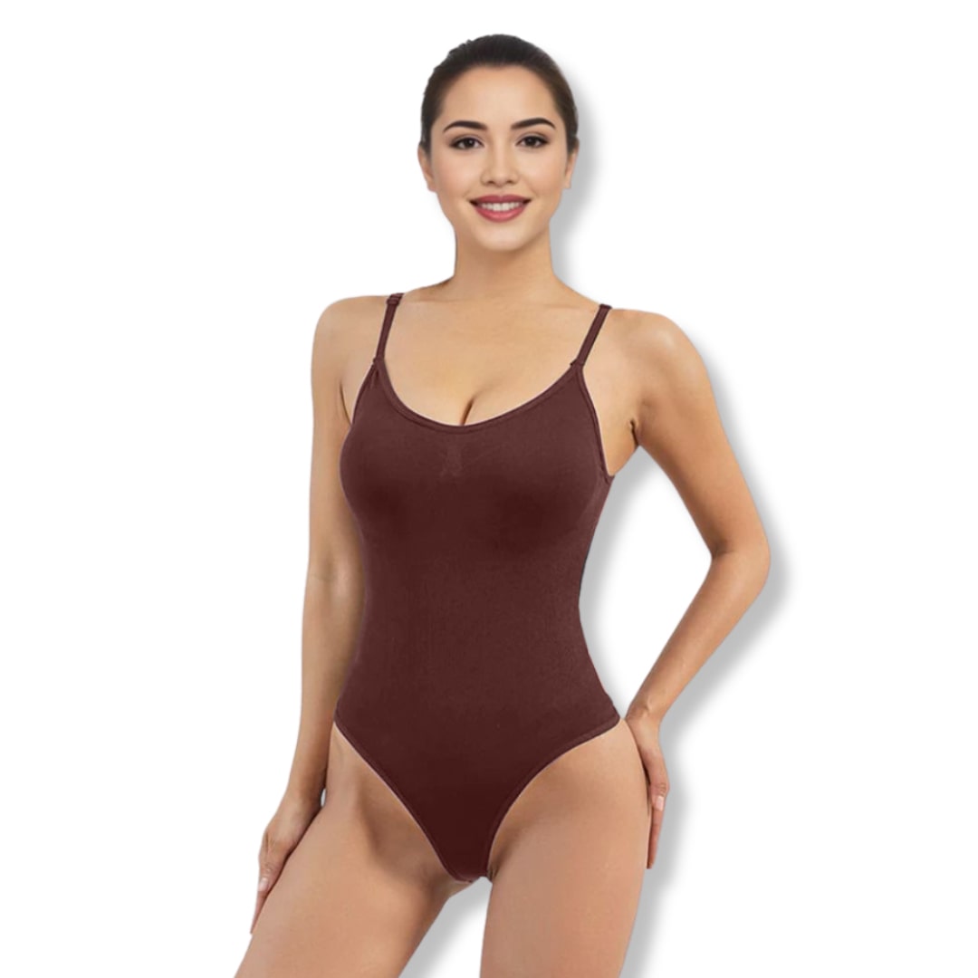 SculptEase Corrective Seamless Bodysuit String-Brown-S-State of Style