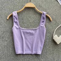Seamless Cropped Tank Top in Solid Colour – Zayra-Purple-S-State of Style
