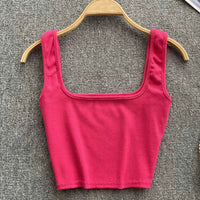 Seamless Cropped Tank Top in Solid Colour – Zayra-Red-S-State of Style