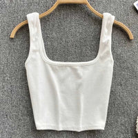 Seamless Cropped Tank Top in Solid Colour – Zayra-White-S-State of Style