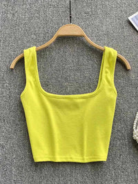 Seamless Cropped Tank Top in Solid Colour – Zayra-Yellow-S-State of Style
