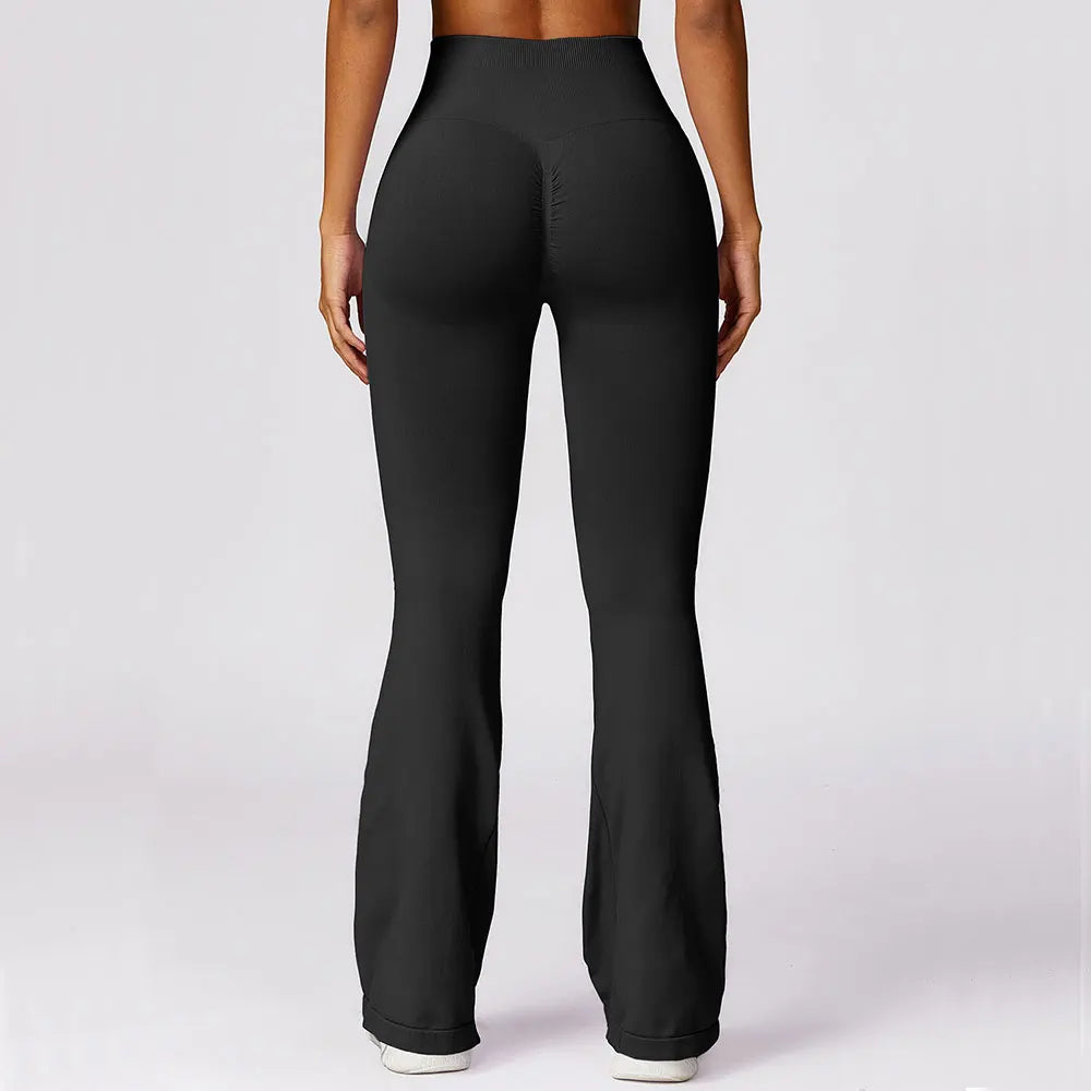 Seamless Flared Yoga Leggings – Elara-Black-S-State of Style