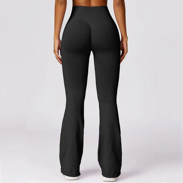 Seamless Flared Yoga Leggings – Elara-Black-S-State of Style
