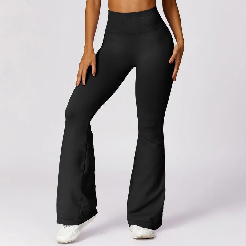 Seamless Flared Yoga Leggings – Elara-Black-S-State of Style