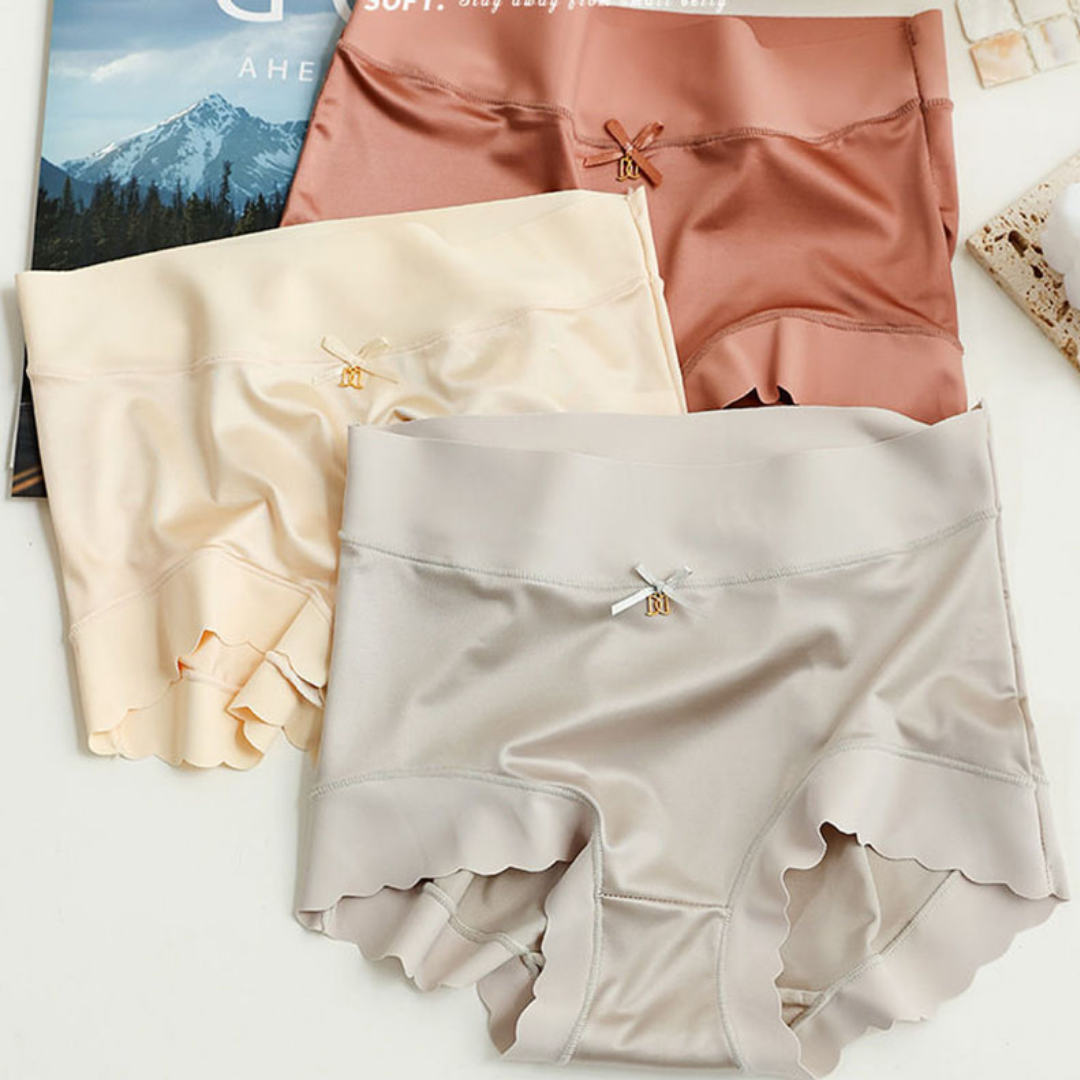 Seamless Satin Ladies' Briefs - Emliy-5+5 FREE! (10-Pack)-Beige-M (40-60kg)-State of Style