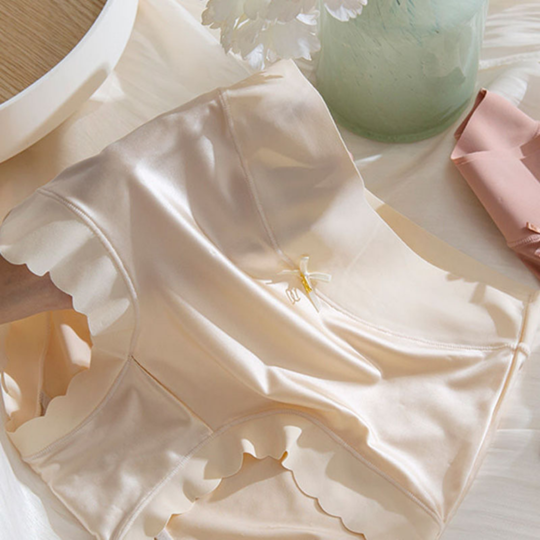 Seamless Satin Ladies' Briefs - Emliy-5+5 FREE! (10-Pack)-Beige-M (40-60kg)-State of Style