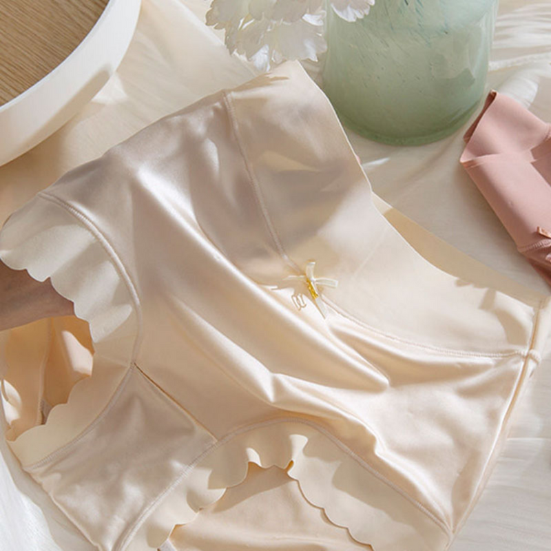 Seamless Satin Women's Briefs - Emily-Beige-5+5 FREE! (10-Pack)-M (40-60kg)-State of Style