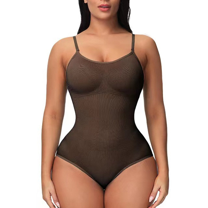 Seamless Sculpting Bodysuit-Brown-S-State of Style